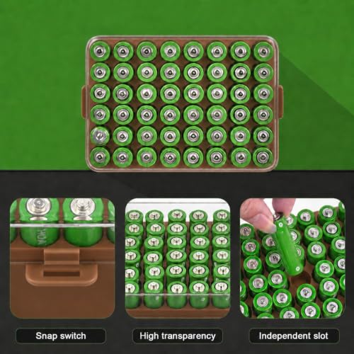 ALCYON Plastic Battery Storage Organizer for 48 AA Batteries - color: Brown, size: Large 48+AA Batteries