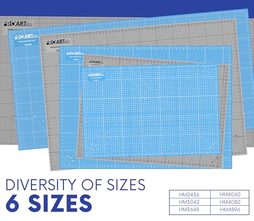 Proartek PK00078 Professional Cutting Mat, HM4060, 40 x 60 Inches; Self-Healing, Double-Sided Blue/Gray Mat for Quilting, Sewing, Hobbies & Crafting - size: 60"L x 40"W