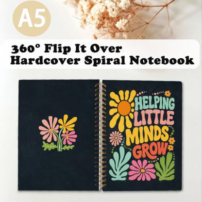 Boho Floral Teachers Gifts Spiral Notebook Journal for Women,A5 - color: Helping Little Minds Grow-2