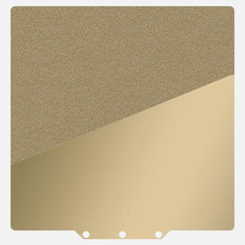 235mm Gold PEI Sheet for Flashforge Adventurer 5M/5M Pro/AD5X, Double Sided Textured/Smooth Spring Steel Build Plate | US-Imported Thicker Film & 10-Yr Proven High-Temp Performance - size: 235x235mm