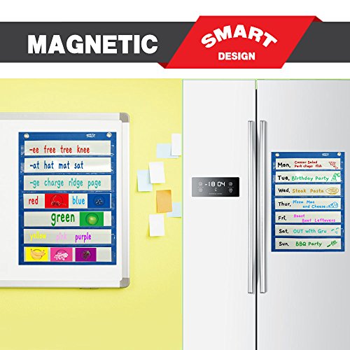 Magnetic Pocket Chart with 10 Dry Erase Cards for Standards,Daily Schedule,Activities,Class demonstrations (Blue) - color: Blank Pocket Chart（blue）