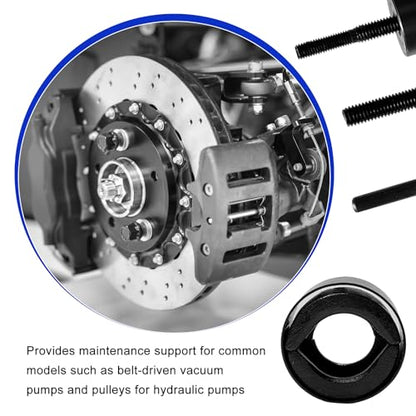 Power Steering Pump Pulley Removal Tool, Heavy-Duty Carbon Steel Pulley Puller Remover & Installer, Vehicle Installation Removal Tools for Power Steering Water Vacuum Pump Pulleys
