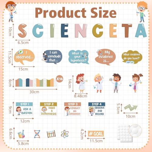Pajean 93 Pcs Boho Science Bulletin Board Science Talk Classroom Decor - style: Boho Science
