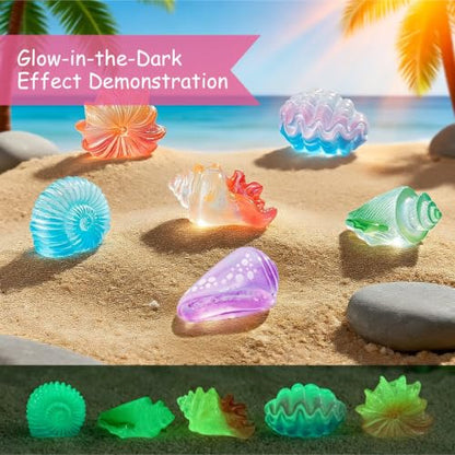 42Pcs Mini Resin Seashell Conch Figurines Small Sea Shell Figures for Craft - color: 42 Shells and Conchs - 7 Styles
