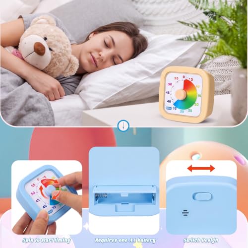 AmazingSpark 2 Pack Visual Timer 60 Minute, Apricot,Blue, Graduated - color: Apricot,blue