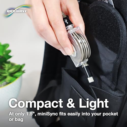BoxWave Cable Compatible with KEXWAXX 1000X Pocket Microscope for Kids (KX-1000-CY) - miniSync - USB-A to USB Type-C, Retractable Cable 5 Pre-Set Lengths Avoid Tangles