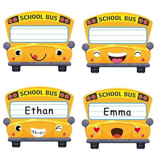 SICOHOME Name Tags for Classroom Desk - 36pcs School Bus Name Plates Tags - color: B
