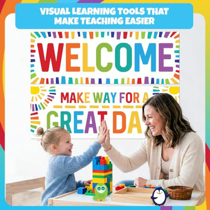 Sproutbrite 2 Pack 13.5"x39" Welcome Educational Posters & Charts - color: Welcome Banner