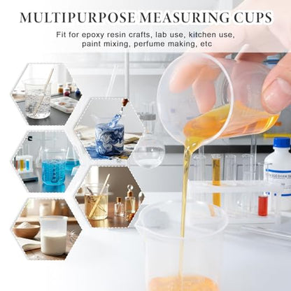 6 Pcs Plastic Graduated Beaker, 50 Ml Measuring Cups Portable Graduated Beaker Small Milliliter Measuring Cup Transparent Beakers for Kitchen Lab Cooking Science Experiment Liquid Measure