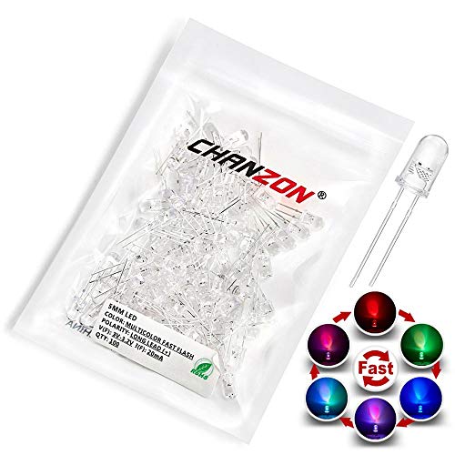 CHANZON 100 pcs 5mm RGB Multicolor Fast Blinking Dynamics LED Diode Lights - color: L) Fast Flash, size: 5mm Round Top