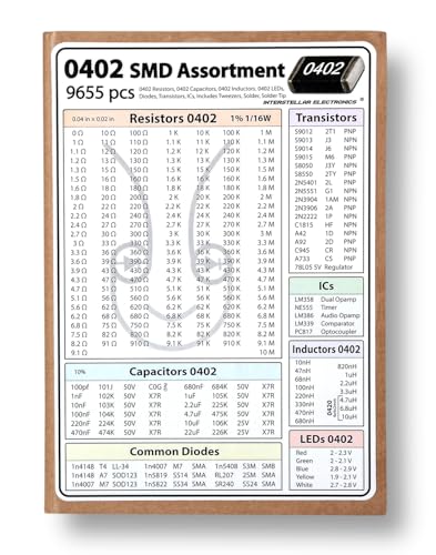 SMD 0402 Resistors, Capacitors, Transistors and Electronic Components Assortment SMT Book - 9655 pcs