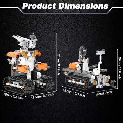 Sciencow 2-in-1 Build a Robot Kit, Remote & APP Controlled Robotic Building Blocks Toys STEM Projects for Kids Ages 8 9 10 11 12 13 14,Chirstmas Birthday Gift for Boys (RC Mars Rover) - style: RC Mars Rover