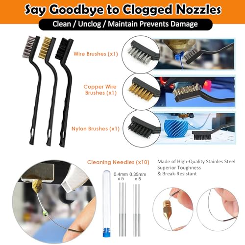 Precision 3D Printer Tool Kit, 30 PCS Model Cleaning & Finishing Set with Needle Files, Cleaning Needles, Precision Trimming Tool, Tweezers, Scrapers & Brushes for 3D Print Post Processing
