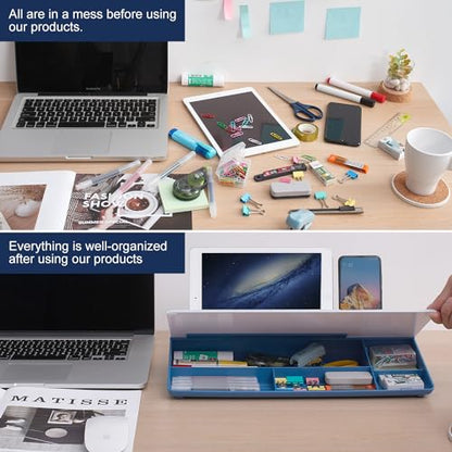 TSJ OFFICE Desktop Whiteboard Dry-Erase-Board - Computer Keyboard Stand White Board Surface Pad with Drawer, Desk Organizers with Accessories for Office, Home, School Supplies - Blue - color: Blue