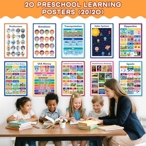 KIDS KING 20 Toddlers Learning Posters - Basic (11"x17") - color: Basic