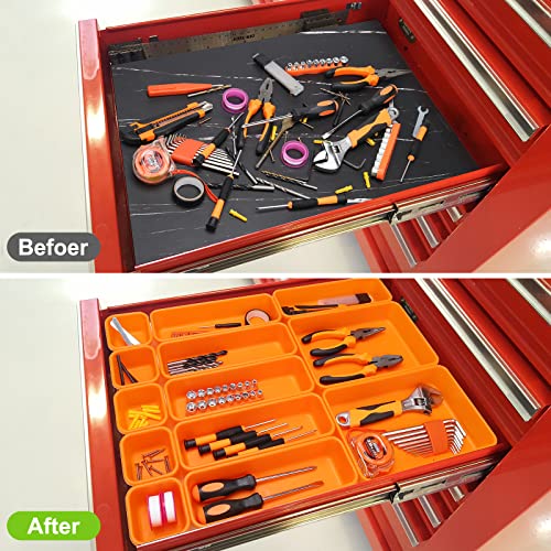 42 Pack Tool Box Organizer Tool Tray Dividers, Rolling Tool Chest Cart Cabinet Workbench Desk Drawer Organization and Storage for Hardware, Parts, Screws, Nuts, Small Tools Organization(Orange) - color: Orange