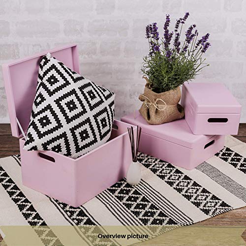 Creative Deco Large Pink Wooden Box Storage with Hinged Lid - color: Pink, size: XXL | Handles