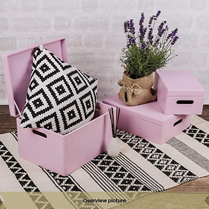Creative Deco Large Pink Wooden Box Storage with Hinged Lid - color: Pink, size: XXL | Handles