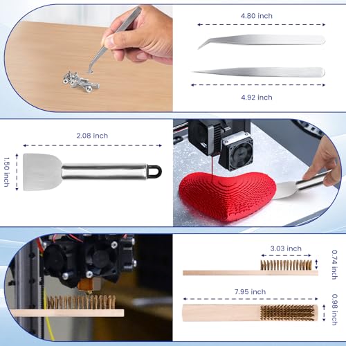41Pcs 3D Printer Must Have Tool, Rapid Disassembly Nozzle Kit, Deburr, File, Brass Cleaning Brush and 0.35mm Clog Poke, Spatula, Tweezers, Deburring, Smoothing, Finishing, Fine Grinding