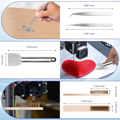 41Pcs 3D Printer Must Have Tool, Rapid Disassembly Nozzle Kit, Deburr, File, Brass Cleaning Brush and 0.35mm Clog Poke, Spatula, Tweezers, Deburring, Smoothing, Finishing, Fine Grinding