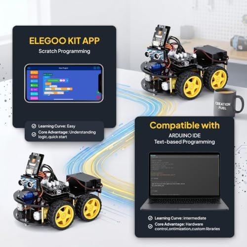 ELEGOO UNO R3 Smart Robot Car Kit V4 with Camera, Compatible with Arduino
