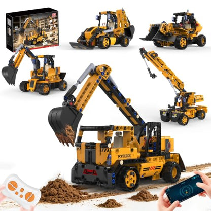 5 in 1 STEM RC Excavator Robot Building Kit Toys for Kids Boys Age 6-14