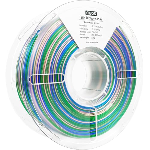 Silk Ribbon PLA 3D Printer Filament, Tri-Color Fast Color Changing PLA 1.75mm, Shiny Multicolor 3D Printing Filament 1kg / 2.2lbs, Blue Pink Green - color: Blue Pink Green