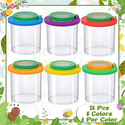 Coopay 24 Pcs Insect Bug Viewer for Kids - Bug Jars, Critter Insect Cage, Bug Container, Bug Catcher, Magnifying Insect Box for Children, Kids Science Nature Exploration Collecting Kit - style: 24 Pack Set