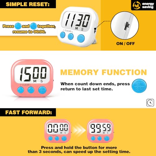 Digital Timer for Kids Classroom Timers for Teachers 4 Pack Pink White - color: Pink White