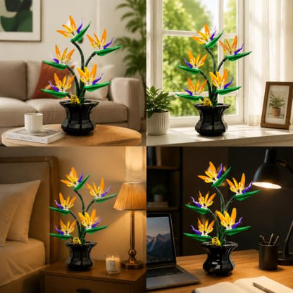 Botanicals Bird of Paradise Artificial Flowers Building Set - color: Vibrant Orange