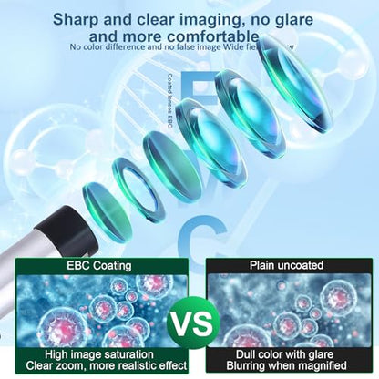 Microscope for Kids & Adults,40X-2000X Magnification Microscope for Kids 8-12, with LED Fill Light & Phone Holder, Great for School Labs and Home Schooling - color: black