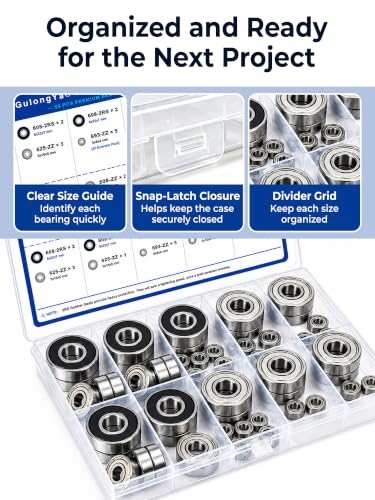 608-2RS 608-ZZ 625-ZZ 623-ZZ 693-ZZ- 50 PCS Ball Bearings Assortment Kit