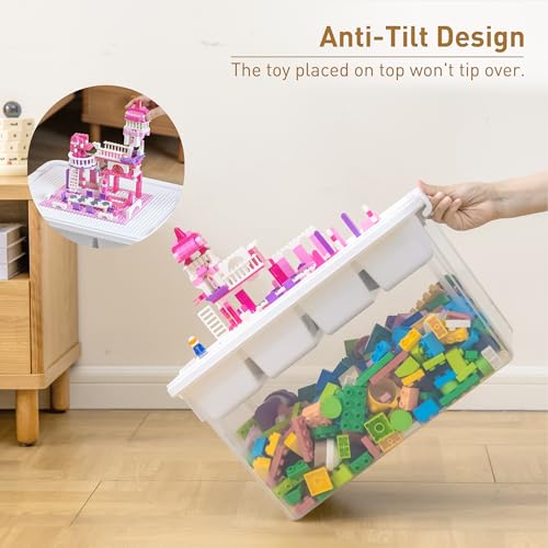 Citylife 32QT 2-Pack Clear Craft Storage Box Buildable Lid Removable Tray - size: 2 Packs-32 QT