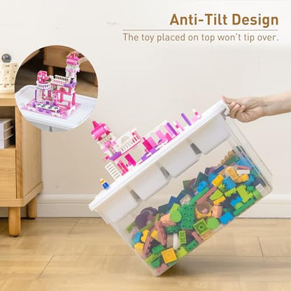 Citylife 32QT 2-Pack Clear Craft Storage Box Buildable Lid Removable Tray - size: 2 Packs-32 QT