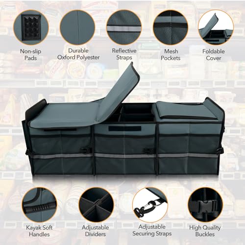 HEYTRIP Large Trunk Organizer with Built-in Leakproof Cooler Bag, Gray - color: Gray