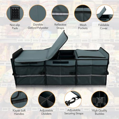 HEYTRIP Large Trunk Organizer with Built-in Leakproof Cooler Bag, Gray - color: Gray