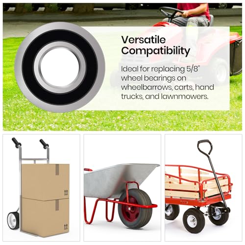 (4-Pack) 5/8" Bearings Carbon Steel - ID 5/8" x OD 1-3/8" Applicable Lawn Mower, Wheelbarrows, Carts and Hand Trucks Wheel Bearings Replacement - size: 5/8" Hole
