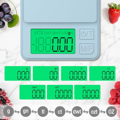 Digital Pocket Scale 1000g/0.01g, Diyife Portable Precision Gram Scale - color: Light Blue