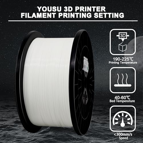 YOUSU 5KG(11lbs) PLA Plus Filament 1.75mm White, PLA+ Filament 1.75mm 3D Printer Filament, Cost Effective Large Roll 3D Printing Filament for Big Projects - color: F14-pla+ 5kg White, size: F-PLA+