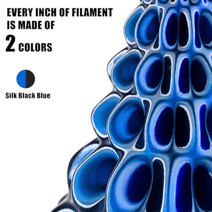 OVV3D Silk PLA Filament 1.75mm, Dual Color PLA Filament 3D Printer Filament, Black Blue 3D Printing Filament +/-0.02mm, 1kg Spool /2.2lb - color: Dual-color Black Blue