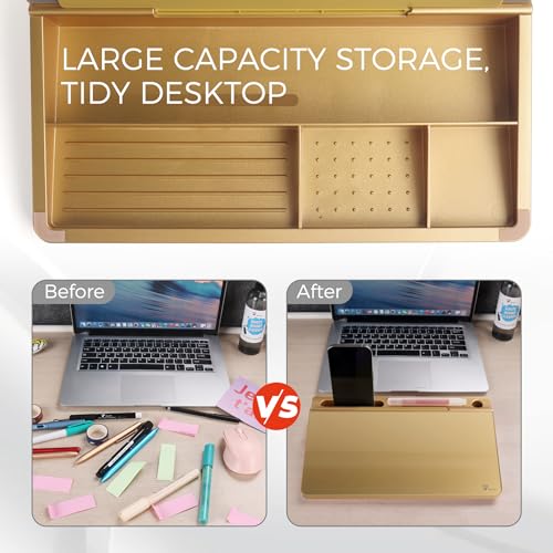 TOWON Compact Glass Desktop Whiteboard with Storage 12x7 in, Metallic Gold - color: Metallic Gold