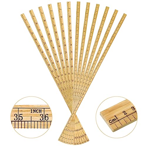 Fulmoon 12 Pcs 39" Yard Stick Wood Double Sided - size: 39"