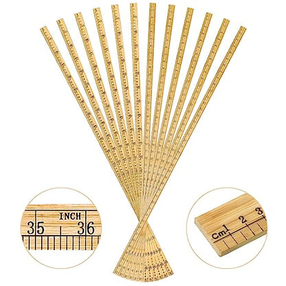 Fulmoon 12 Pcs 39" Yard Stick Wood Double Sided - size: 39"
