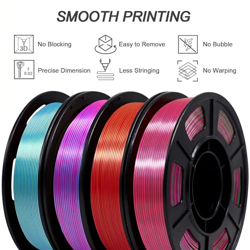 YOUSU Silk Dual Color PLA 3D Printer Filament Bundle, 250g, 4 Spools - color: 1-a-dual Color 250g*4 Pack