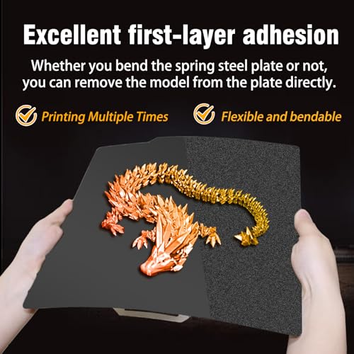 Double Sided Black PEI Build Plate for Bambu Lab X2D/P2S/X1/X1C/X1E/P1P/P1S/A1, Smooth PEI+Textured PEI Spring Steel Sheet Plate Flexible Platform 257x257mm for Bambu Labs 3D Printers - color: Smooth PEI+Textured PEI(Black)