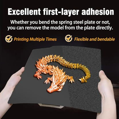 Double Sided Black PEI Build Plate for Bambu Lab X2D/P2S/X1/X1C/X1E/P1P/P1S/A1, Smooth PEI+Textured PEI Spring Steel Sheet Plate Flexible Platform 257x257mm for Bambu Labs 3D Printers - color: Smooth PEI+Textured PEI(Black)
