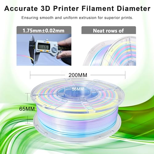 iBOSS Silk Rainbow PLA+ Filament, Multicolor Silk 3D Printer Filament 1.75mm +/- 0.02mm, Fast Color Change Each 8 Meters, 1kg/2.2lbs, Silk Macaron Rainbow Filament - color: 1kg Silk Macaron Rainbow