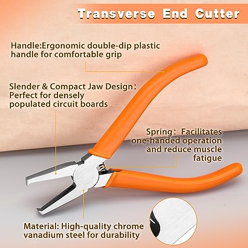 Engineer Tip Cutter with 90 Degree Ultra-Sharp Blade, Transverse End Cutter with 6mm Flush Jaw Long Nose End Cutting Plier Nipper End Cutter for Precision Plastic Model, SMT/SMD Chips - style: 0.24"