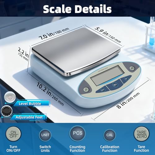 Lab Scale High Accuracy,13 Unit 0.01g High Precision Digital Analytical Balance, Electronic Laboratory Precision Gram Scale Digital Kitchen/Jewelry/Scientific Scale (3000 x 0.01g) - size: 3000 x 0.01g