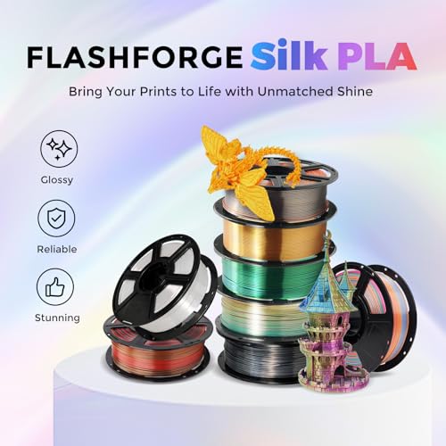 FLASHFORGE Silk PLA Filament 1.75mm Gold to Red Gradient, 3D Printer Filament 1kg (2.2lbs) Spool, Smooth and Silky Texture 3D Printing Filament, Dimensional Accuracy +/- 0.02mm - color: Gold to Red Gradient